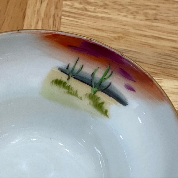 LEFTON Hand painted Southwestern Cactus Desert 3- footed Cup & Saucer Tea Set - Picture 9 of 13